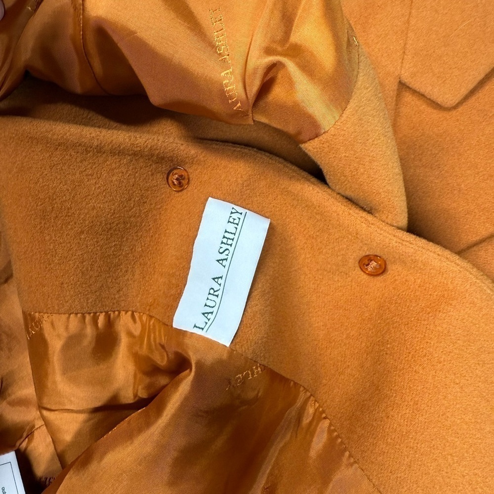 Laura Ashley Made in Poland Orange Wool Blend Long Blazer Jacket Womens 6 - Picture 6 of 8